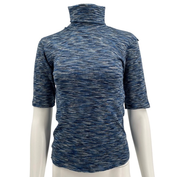 NWT Free People Space Dye Sunshine Tee Turtleneck Heathered Blue M - Picture 2 of 8